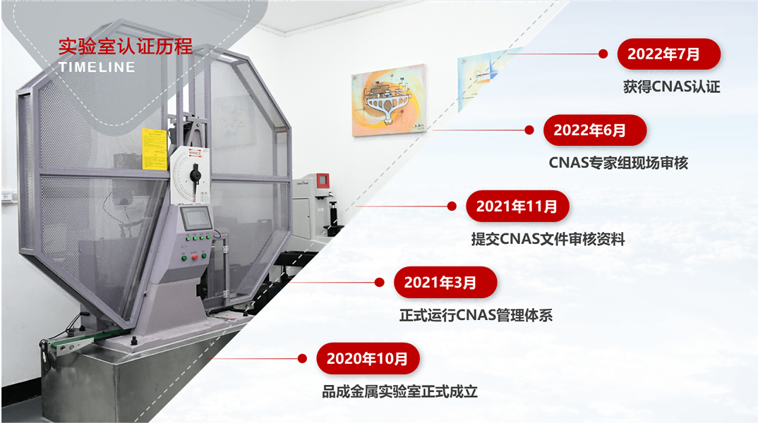 品成金屬實驗室不斷引進進口設備和專業人才，積極運行CNAS管理體系。